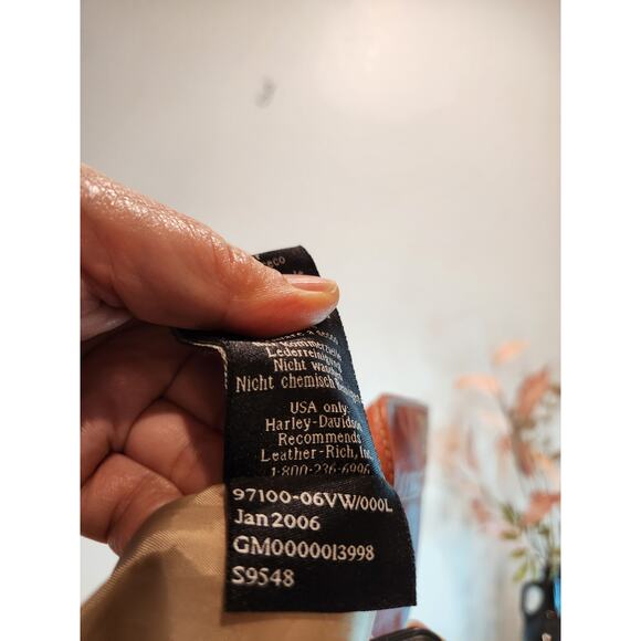 Harley-Davidson Women's Leather Jacket Brown‎ Beaded Wings Size L Vintage 2006 - Picture 5 of 10